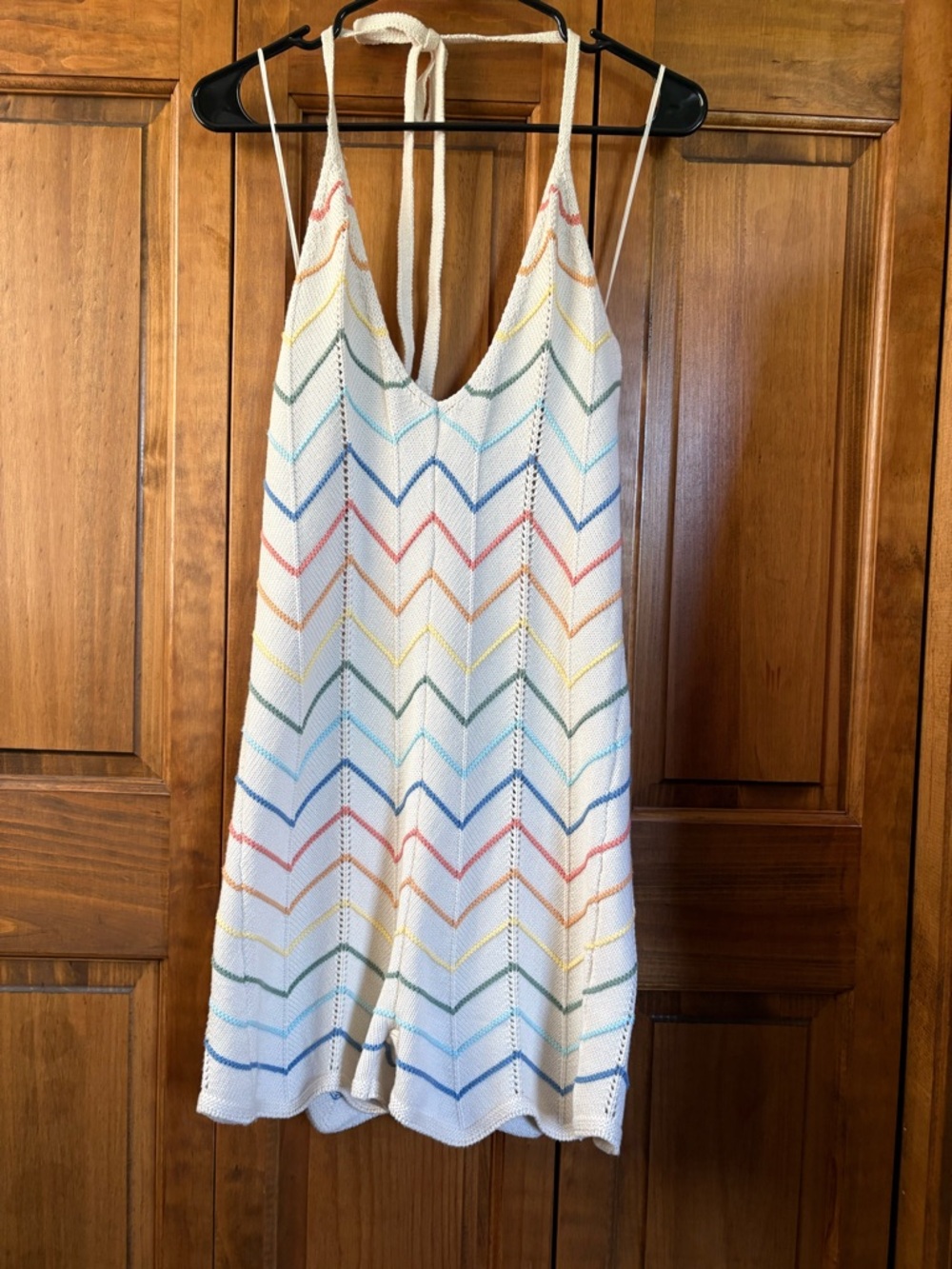American Eagle Live Your Life Halter Crochet Romper Chevron Medium